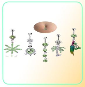 Leaves tortoise feather tree zircon belly rings sexy piercing belly button rings body jewelry for women7473034