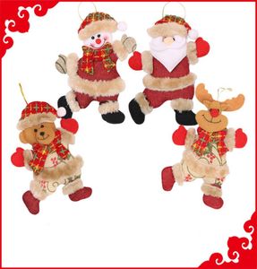 1813cm Christmas Plush Pendant Santa Claus Snowman Elk Bears Hanging Ornament Christmas Tree Toys Xmas Plush Doll Pendant Wall St5484197