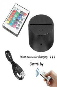 RGB -lampor LED -lampbas 3D Illusion Lamp 4mm Acrylic Light Panel Dry Battery USB Powered Remote Controller4702491
