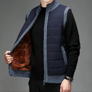 Autunno Inverno Uomo In Pile Addensare Giacca Gilet Collare Del Basamento Caldo Moda Casual Cerniera Cardigan Maglia Sottile Cappotti Senza Maniche 240229