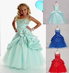 Azul brilhante vermelho verde tafetá tiras contas vestidos da menina de flor girls039 vestidos formais vestido de concurso tamanho personalizado 2 4 6 8 10 12 6938892