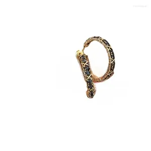 Çember Küpe Gümüş İğne Retro Altın ve Siyah Zirkon Arc Kulak Yüzüğü İnternet Ünlüleri Küçük C- Yolu