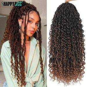 Goddess Locs Crochet Hair Curly Ends Synthetic Faux Locs Braids for Women Ombre Dreadlocks Pre-looped Braiding Hair Extensions 240226