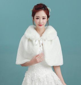 Elegant White Pearl Bridal Wrap Shawl Coat Jackets Boleros Shrugs Regular Faux Fur Stole Capes For Wedding Party 4099408