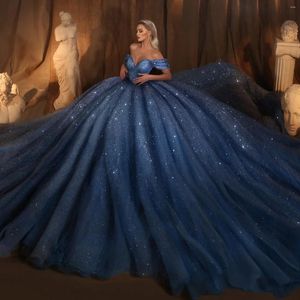 Abiti casual Tutu blu lucido da sogno Tutù da sposa voluminosi Abiti da ballo Saprkle Sweetheart Lungo ballo di fine anno con lacci sul retro