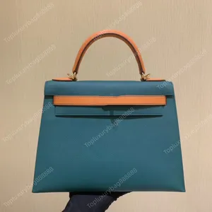 Yüksek kaliteli lüks el çantaları tasarımcı crossbody çanta 32cm tote çanta epsom gerçek leathe moda omuz çantası el mumlu iplik dikiş iki ton pembe bayan çanta kutu ile