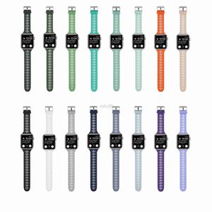 Spets Silicone Bands Watch Band Straps 38mm 40mm 42mm 44mm Women Slim Thin Hollow-Out Sport Wristband med klassisk lås för iWatch Series SE 7 6 5 4 3 2 1 240308