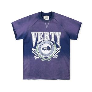 Ağır Made ABD tarzı erkek tasarımcı tişört yıkanmış vintage üniversite baskısı terry kalın tişört yaz sokak kaykay kısa kollu tshirt 24ss 0308