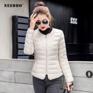 Jackor Needbo Womens Down Jackets Ultra Light Down Coat Winter Oversize Winter Autumn Warm Puffer Jacka Coat Lady Down Jacka Parka