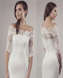 2020 Sexy Weiß Elfenbein Frauen Hochzeit Bolero Jacke Schulterfrei Halbarm Nach Maß Braut Wrap Schal Jacken5169682