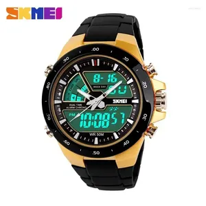 Relógios de pulso SKMEI 1016 Homens Moda Casual Despertador À Prova D 'Água Militar Chrono Dual Display Relogio Masculino Sport Watch