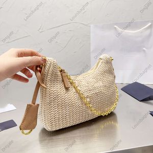 Summer Straw Bag Hobo Designer Shoulder Crossbody Bags Ladies Chain Tote Bag Composite Handbag with Purse Woman Handbags Chest Pack Lady Chains Messenger Bag10A