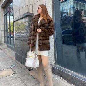 2023 Ny Haining Purple Sable Full Sky Star Suit Collar Imitation Fur Coat Women's Winter Luxury 257982