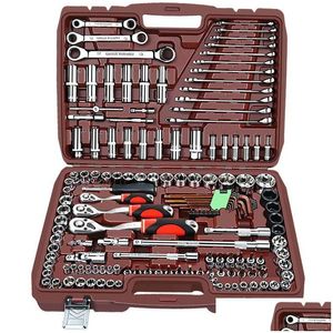 Ferramentas manuais Ferramenta de reparo de carro Catraca Torque Chave Spanner Chave de fenda Conjunto Combo Kit Reparação de bicicleta Mecânico Uma gota entrega Dhgh3