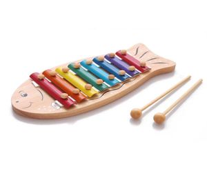 Детские Орф Музыкальные инструменты Восьмицветное дерево Ручной стук по игрушке на пианино 1011 месяцев Детские развивающие игрушки6616483