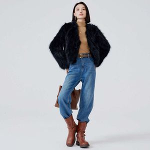 2023 New Fox Grass Short Haining True Fur Integrated Women's Coat 912078