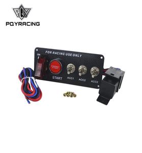 PQY RACING Start Push Button LED Toggle Carbon Fiber Racing Car 12V LED Ignition Switch Panel Engine PQYQT3131771180