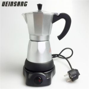 6CUPS 300 ml Elektrisk kaffebryggare Aluminiummaterial Kaffekrukor Moka Pot Mocha Coffe Machine V60 Coffee Filter Espresso Maker T200288A