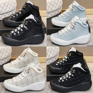 Top Quality Leisure Womens Sports Shoes Embroidery Craft Style TPU Sole Leather Upper Sheepskin Inner Multiple Color Matching Elements Outdoor High Top Sneaker