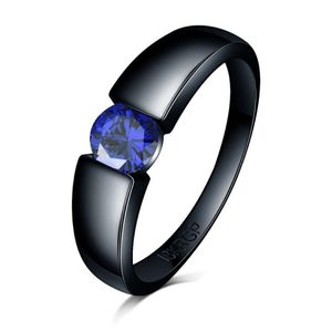 Модный дизайн, очаровательное кольцо с камнем, розовый, синий, желтый, циркон, женские и мужские свадебные украшения, черное золото, заполненные обручальные кольца Bague Femm2861