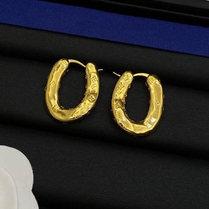 Luxury Brand Stud Flower Pattern Gold Color V Letter Copper Hoops Couple Earrings For Women Gifts