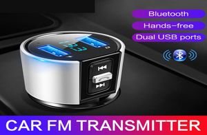 Bluetooth FMトランスミッターラジオアダプターAUXワイヤレスOプレーヤーカーキットハンズフリーFMモジュレーターMP3プレーヤーデュアルUSB充電器Hands-Free8026358