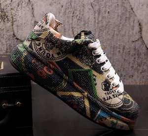 Rhinestone Women Designer Men Hip-hop Shoes Street Dance Party Dress Shoes Sneaker Thick Bottom Height Increasing Flats 4267