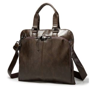 Business Portcase Leather Men Bag Computer Laptop Handväska man axel messenger väska män resväskor svart brown273v