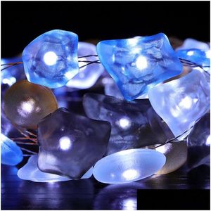 Led Strings Christmas Halloween Decorative Ocean Stones String Lights 40 Led Weatherproof 8Mode Indoor And Outdoor Remote Control Copp Dhbat