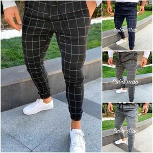 Männer Männer Cargo sexy wasit frühling sommer mode tasche Fit Plaid Gerade Bein Hosen Casuals Bleistift Jogger Pan 240308