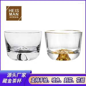 Tumblers Withered Customized Crystal Golden Mountain Tea Cup Gold Edge Glass Master Snow Bottom Transparent Roun