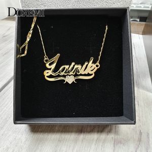 Doremi colares com nome personalizado, pingente de letras inoxidáveis, colar para mulheres, corrente personalizada, joias infantis, ouro personalizado 240228