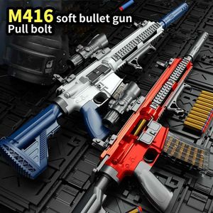 Gun Toys M416 shell ejection gun toy for soft bullets EVA sniper rifle manual loading food weapon chicken boys toy gun CS gun game for gift fighting 240307