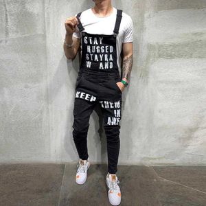 Men's Jeans High Quality Mens Ripped Jeans Jumpsuits Street Distressed Denim Bib Overalls For Man Suspender Pants Size 240308