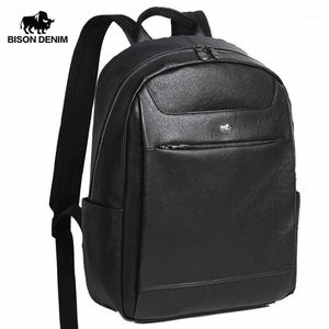 BISON DENIM Zaino moda in vera pelle Borsa per laptop da 15 pollici Zaino da viaggio Zaino per adolescenti Qualità Mochila N200361262R