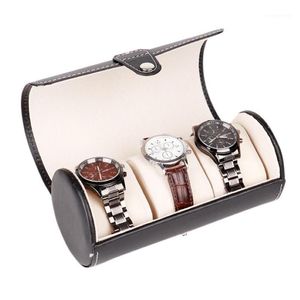 Lintimes New Black Color 3 Slot Watch Box Travel Case Wrist Roll Jewelry Storage Collector Organizer1272b