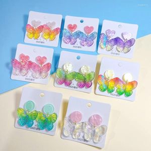 Dangle Earrings Delicate Colorful Acrylic Butterfly Pendant Jewellery For Women Trendy Cute Heart Earring Exquisite Charm Korean Style