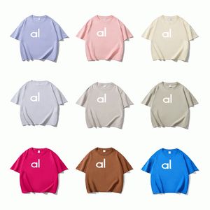 ALOLULU Camiseta feminina de algodão puro para ioga, novo verão, masculina e feminina, solta, leve, respirável, slim fit, corrida, esportes, mangas curtas