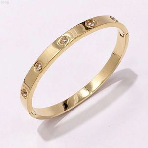 Hot Selling 6mm bredd rostfritt stål kändis märke diamantband armband elegant för bröllop