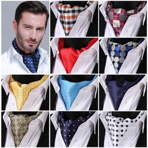 Boyun bağları Polka Dot Kontrol%100 İpek Ascot Cravat Sıradan Jakar Eşarpları Dokuma Parti Ascot1225f