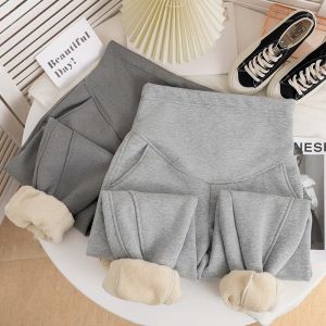 Capris 8545# Winter Thick Warm Plus Veet Cotton Maternity Pants Sports Casual Belly Sweatpants for Pregnant Women Thermal Fleece