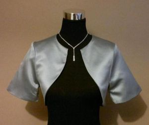 カスタムメイドのブライダルジャケット新しいスタイルのサテンウェディングドレスは、女性用の半袖で肩をすくめますフォーマルガウンDH66096739341