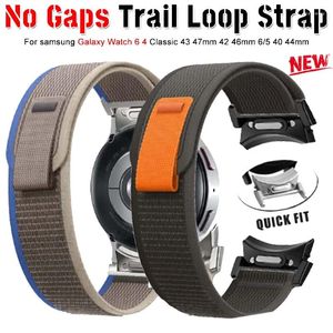 Titta på Bands Quick Fit Trail Loop för Samsung Galaxy 6 4 40 44mm Classic 43 47mm 5 Pro 45mm Inga Gaps Nylon Armband 42mm 46mm