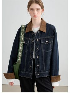 Jaquetas MOLAN Outono Mulher Denim Jaqueta Elegante Patchwork Manga Longa Singal Breasted Casual Vinatge Jean Outwear Feminino Chic Top