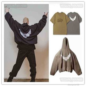 Mens Hoodies Sweatshirts Tasarımcı Kanyes Klasik Wests Lüks Hoodie Üç Parti Ortak Adı Barış Güvercini Baskılı Erkek ve Kadın Yzys Pullover Sweater Kaputlu Tişört