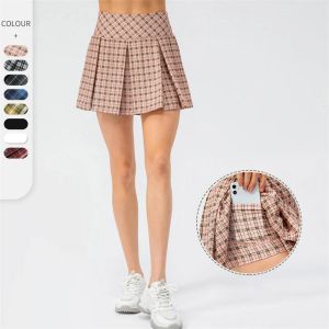 Dresses Women Golf Tennis Pleated Skirts With Shorts Plain Baseball Skorts Female Running Sport Mini 2 In 1 Culottes Athletic Pantskirt