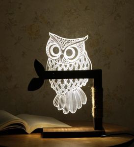 Hem 3D Owl Shape LED Desk Table Light Lamp Night Light Us Plug inomhus och belysning9425360
