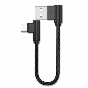 Hochwertiges 25 cm langes USB-auf-Typ-C-Kurzschluss-2,4-A-Schnellladekabel mit 90-Grad-Winkel für Mikrodaten für alle Smartphones