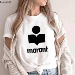 Marant femme t-shirt bomull haruku t-shirt o-hals kvinnor kausal tshirts mode lös tee tshirt g220310