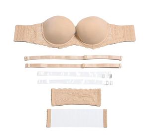 Kvinnor Sexig brassiere underkläder underwire Bra Silicone Push Up Strapless Himter Big Cup B C DD DDD E F G Antislip justerade BRAS 2016141934